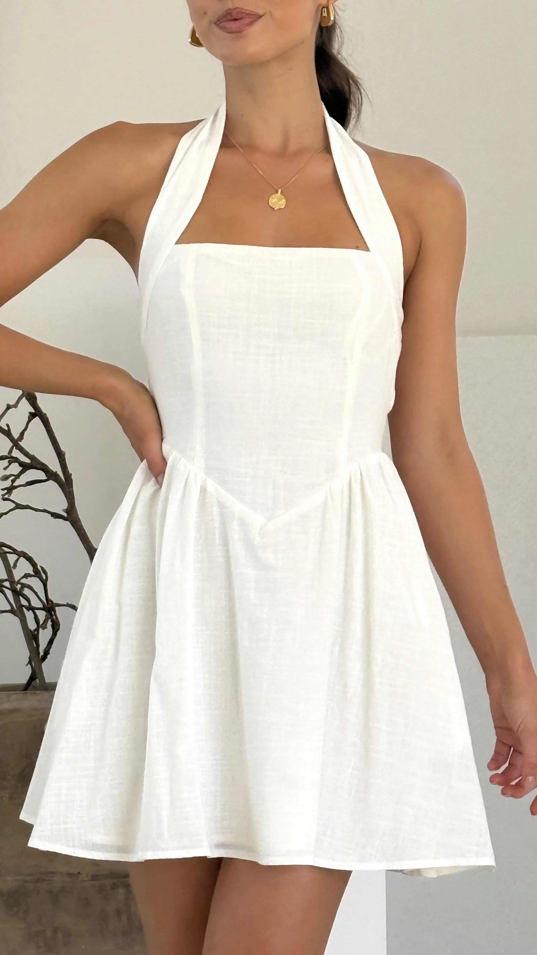 Peyton Mini Dress - White Timeless playful piece City Shine