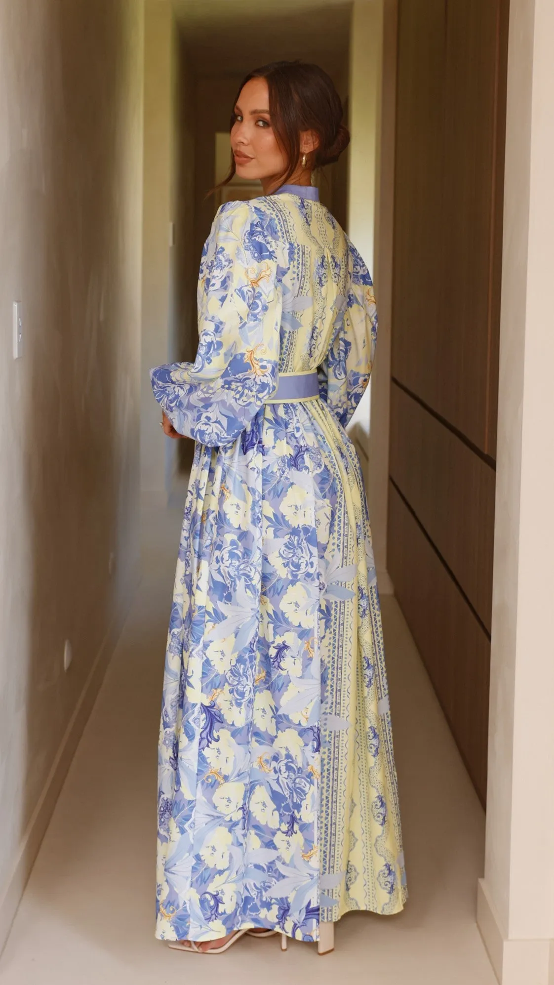 Dune Glow Topaz Shine Kalliope Maxi Dress - Blue/Yellow