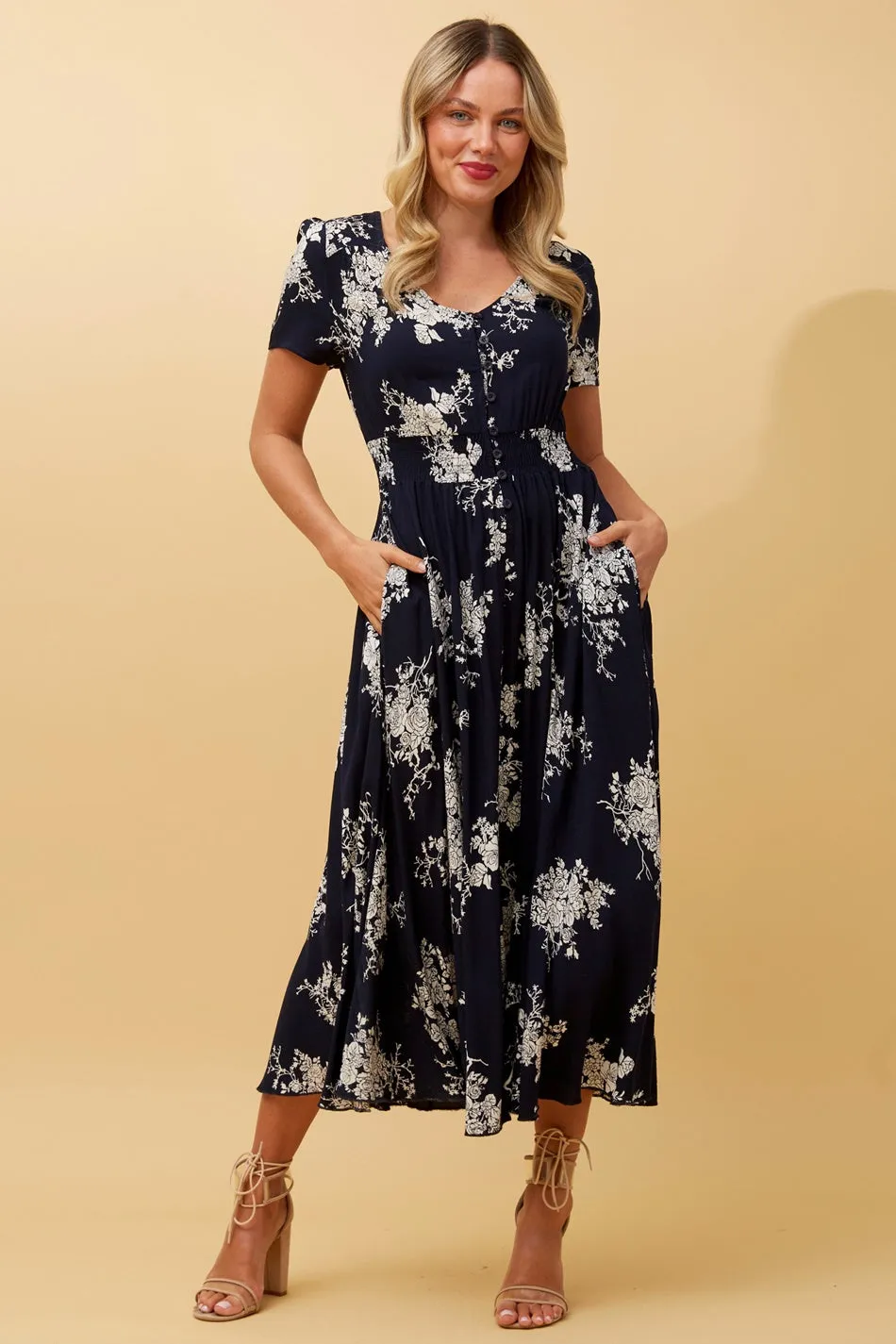 Joyful Self KEGAN FLORAL MIDI DRESS