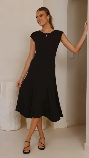 Free Movement Heat Wave Seona Knit Midi Dress - Black