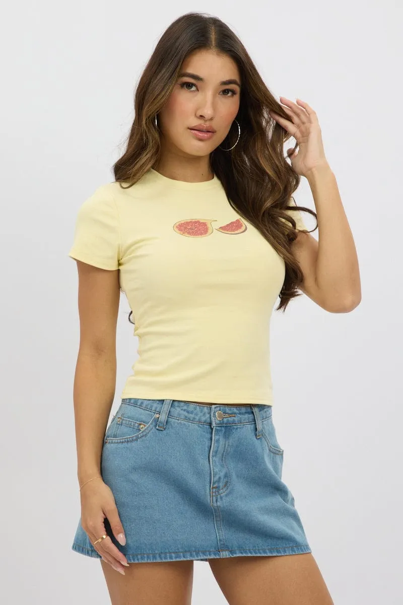 Yellow Graphic Tee Short Sleeve ThermalRegulation MultiDirectionalFlex