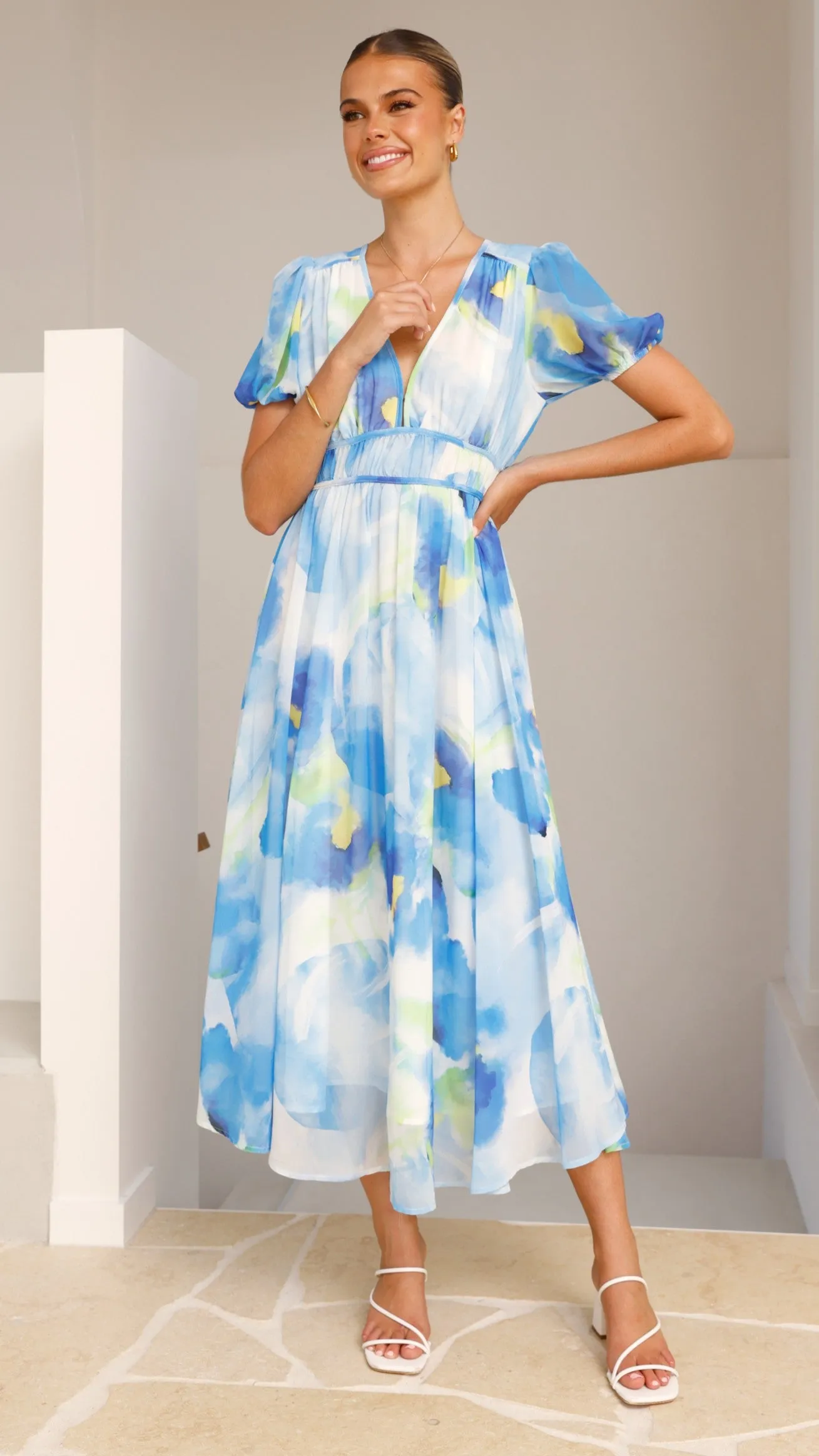 Amberose Maxi Dress -  Blue/Green Ideal for both warm and cool weather this dress is a year-round wardrobe staple Hemp Glow
