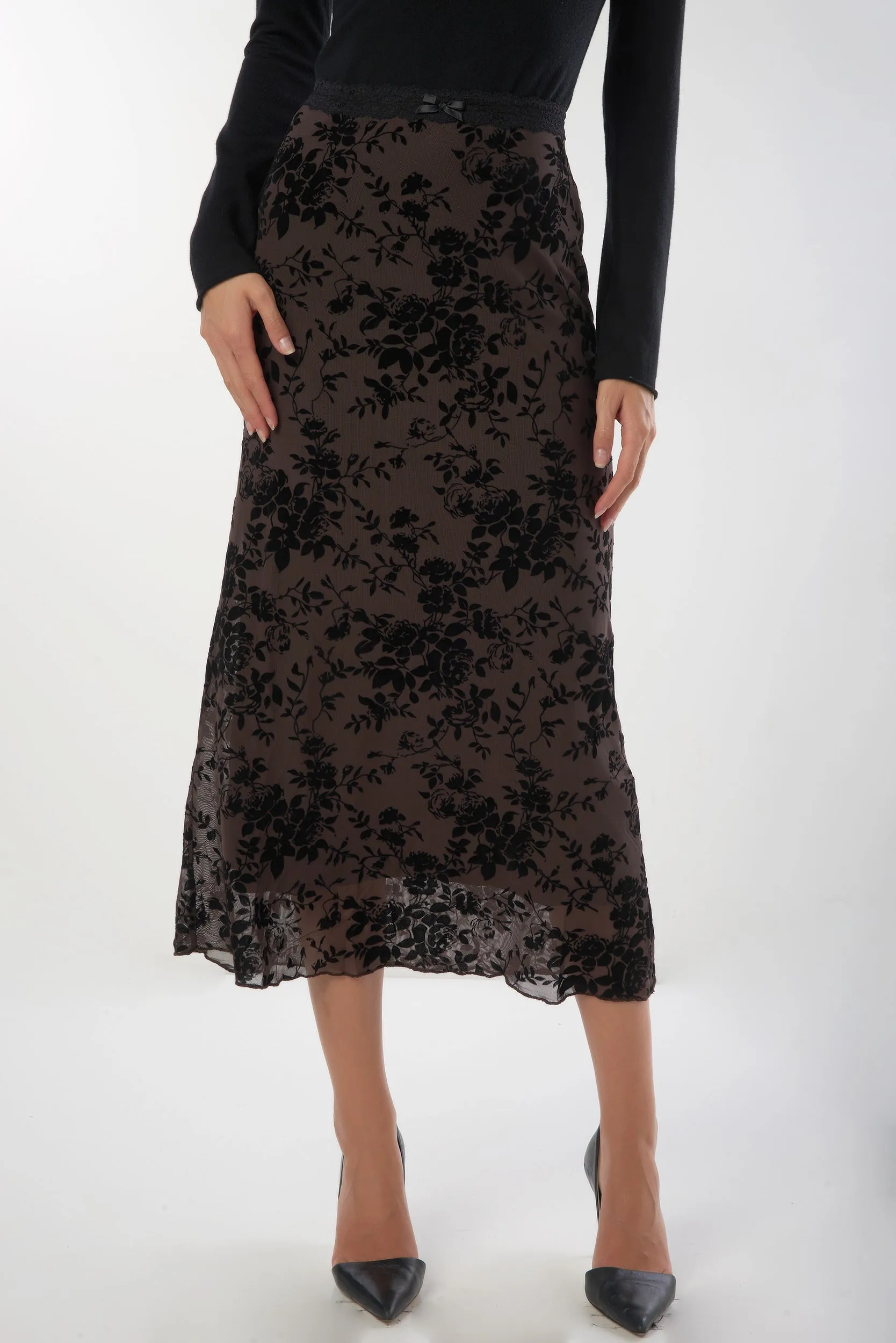 Jupe fleurie en mesh - MB1290 - (E-A15) Twist Knot Details Polka Dot