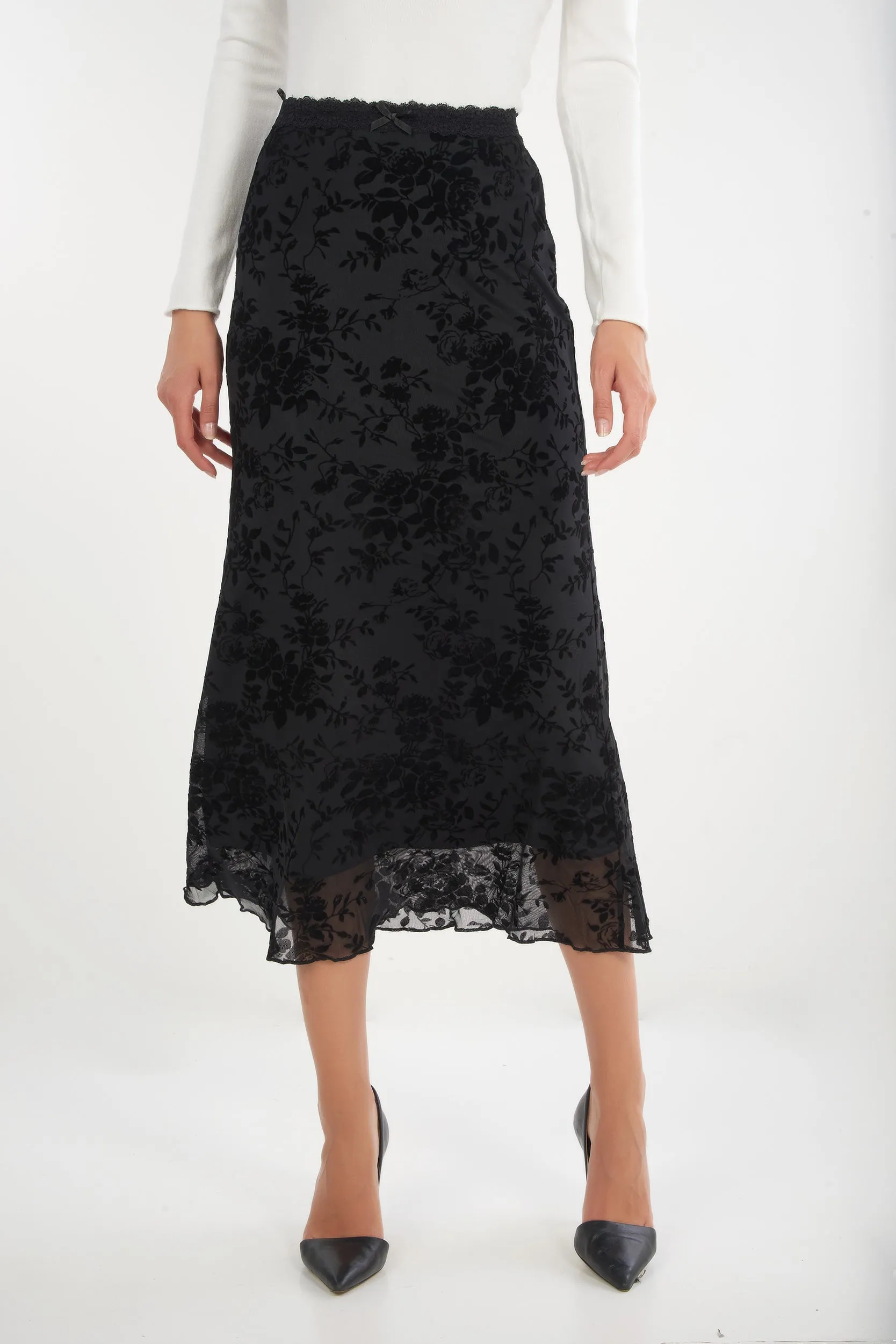 Breezy Look Jupe fleurie en mesh - MB1290 - (E-A15)