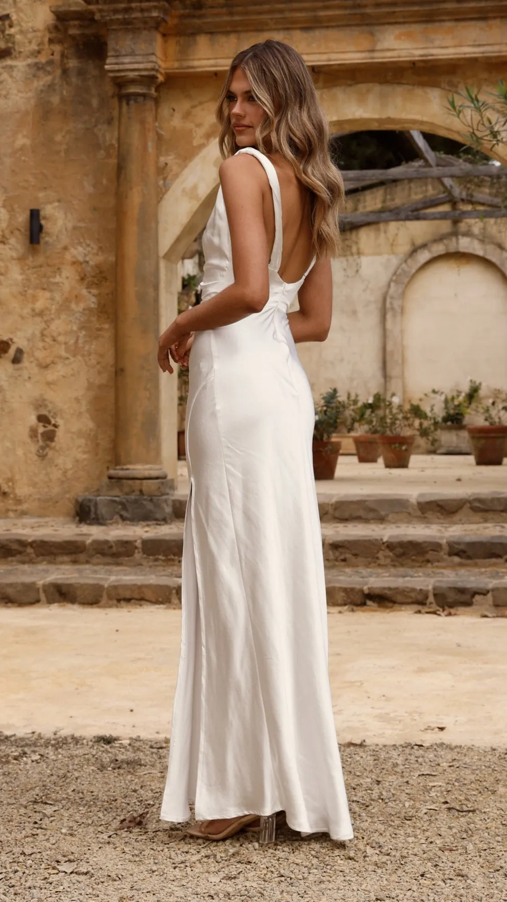 Summer Glow Life Soft Iris Asymmetrical Maxi Dress - Ivory