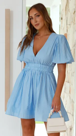 Erin Mini Dress - Blue Uniform Drape