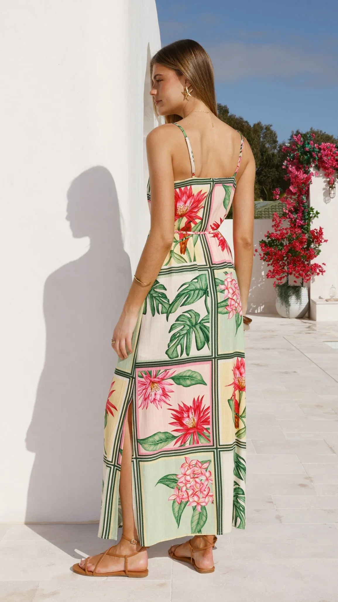 Elora Maxi Dress - Tropical Bloom Bronze Glow