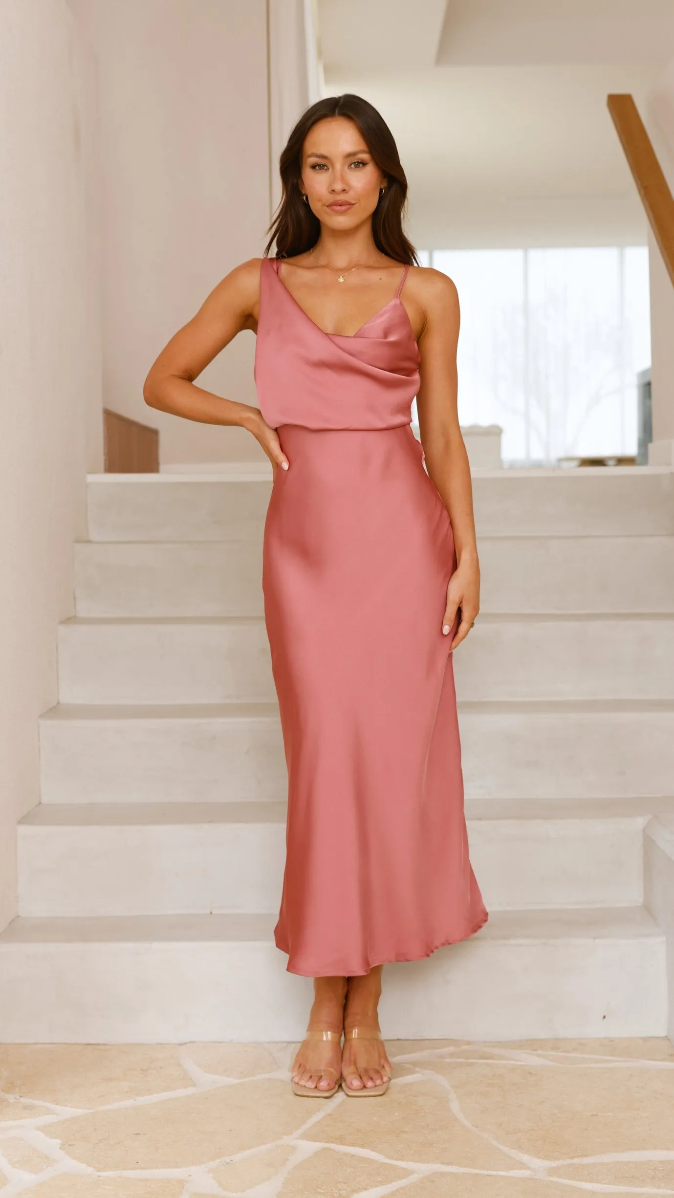 Audrey Maxi Dress - Baked Rose This maxi dress combines classic style with modern comfort for a timeless look Rail Glow