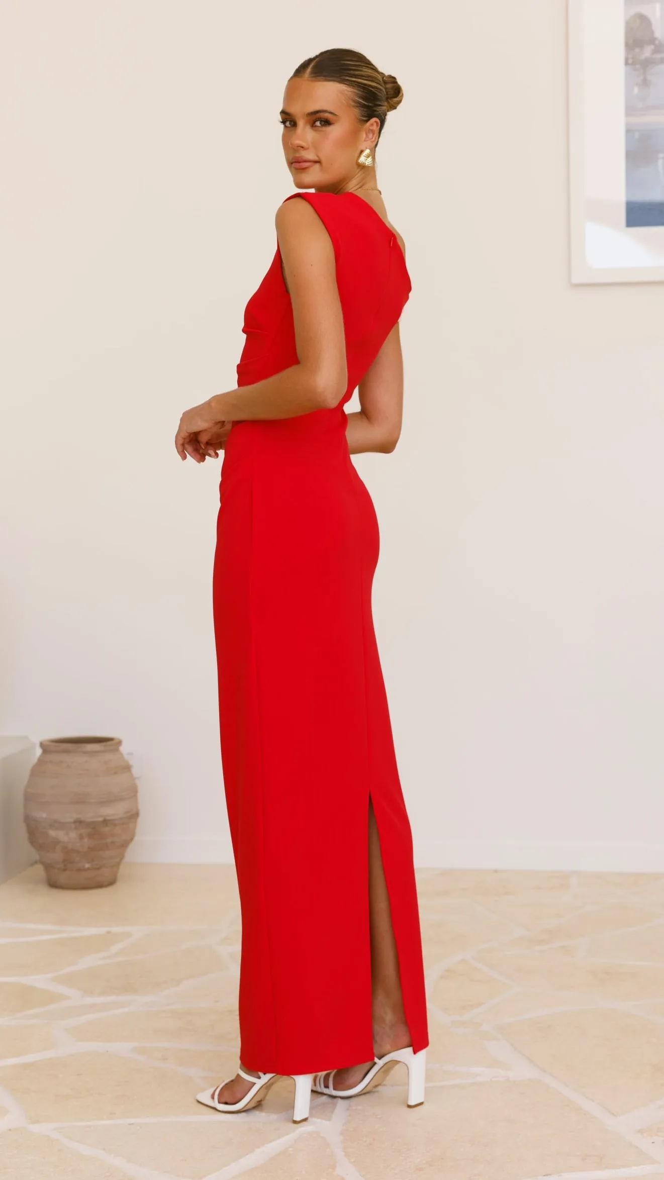 Flare Bottom Honey Maxi Dress - Red/Pink