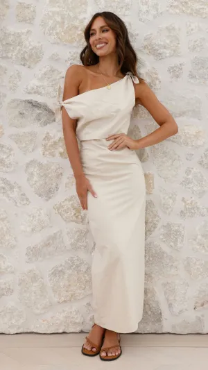 Simone Maxi Dress - Beige Tree Arch