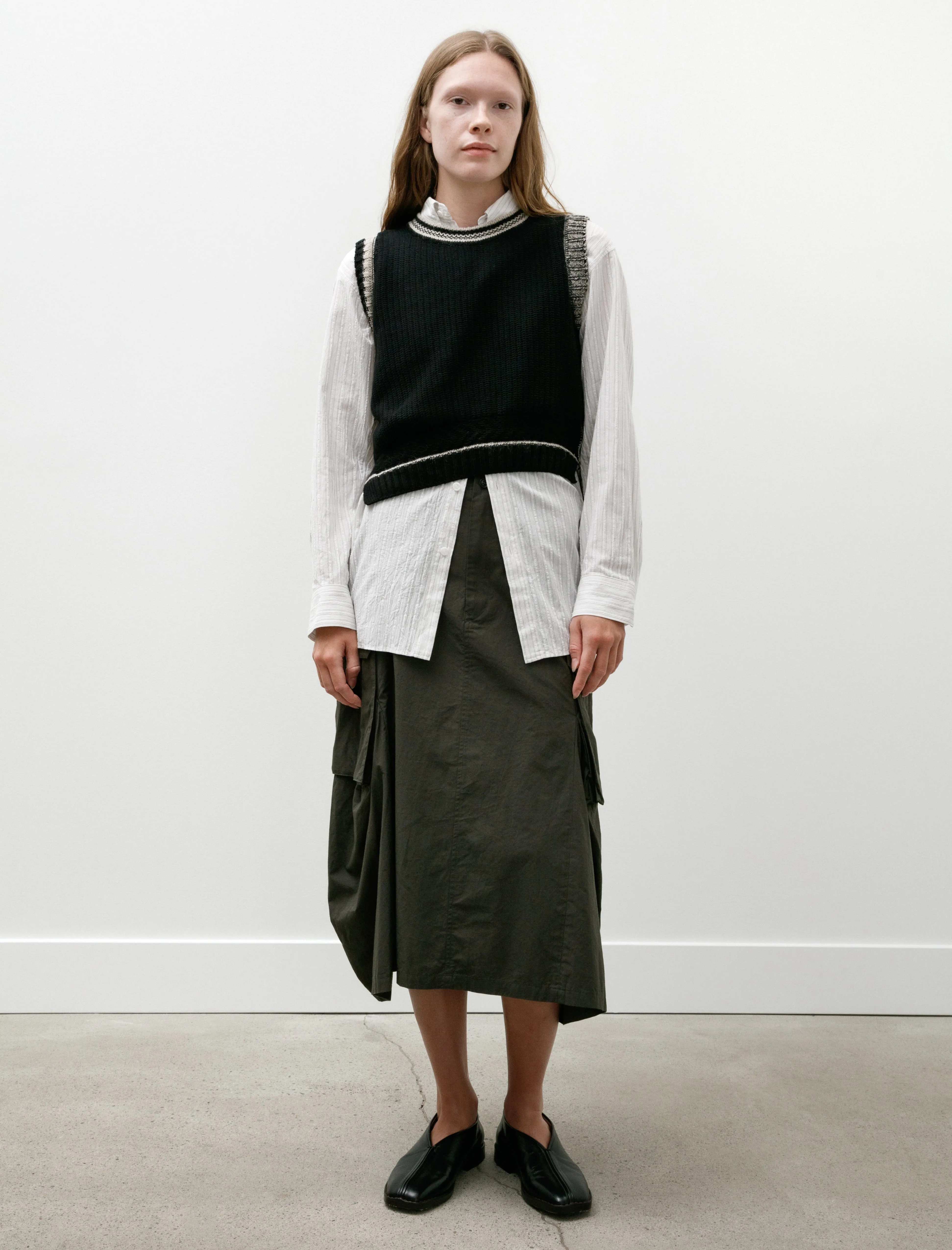 Layer Combo Cargo Skirt Khaki