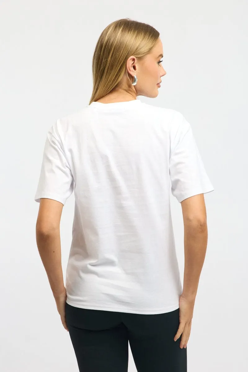 Basic Wear Moisture Wicking Fabric White Graphic Tee Short Sleeve