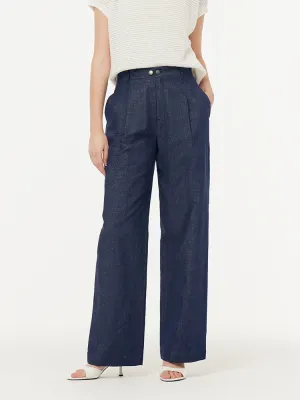 Denim Adjustable Waist Women Straight-Leg Jeans Shopping Day Street Fashion Textured Fit Routine