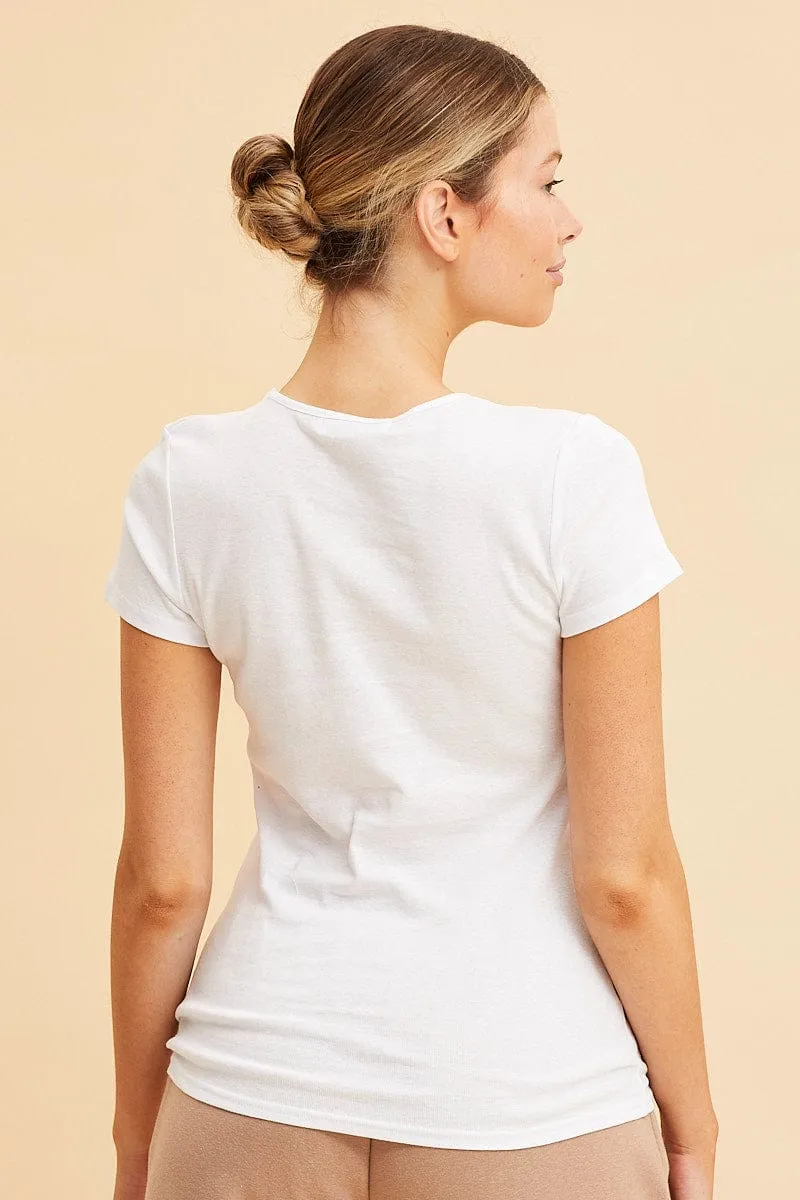 Eco Core White Rib T-Shirt Crew Neck Short Sleeve