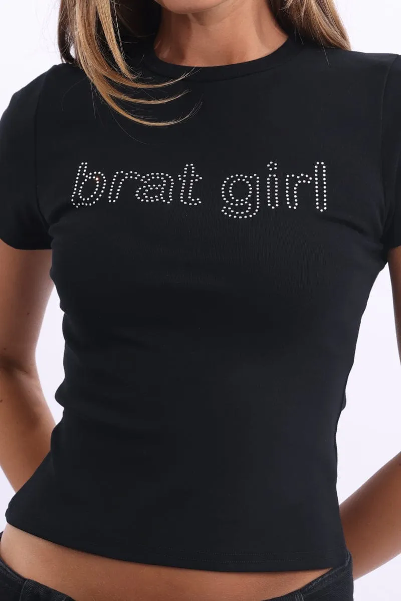 Chic and Cozy Wear Black Graphic Tee Short Sleeve