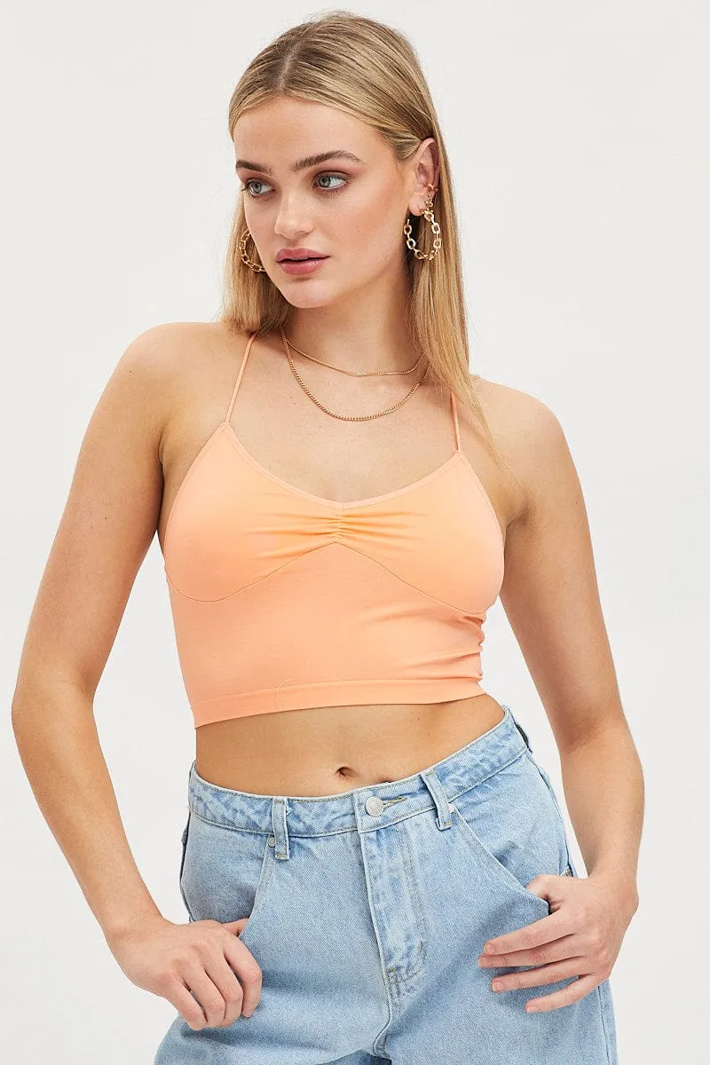 Brown Singlet Crop Top Seamless Layered Clothing CompactPackability
