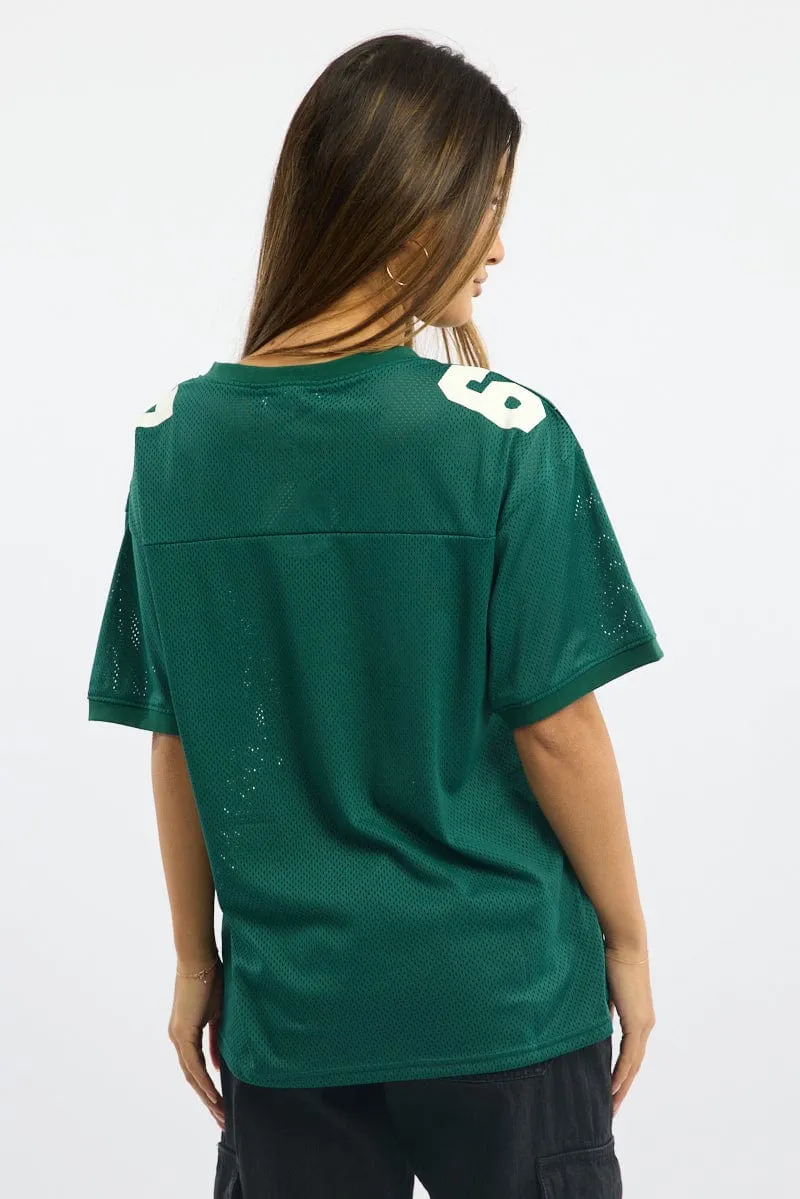 Green Sport Tee V-neck comfortable option Essential layering piece