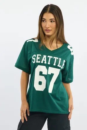 Green Sport Tee V-neck Organic Cotton Blend Comfortable Piece