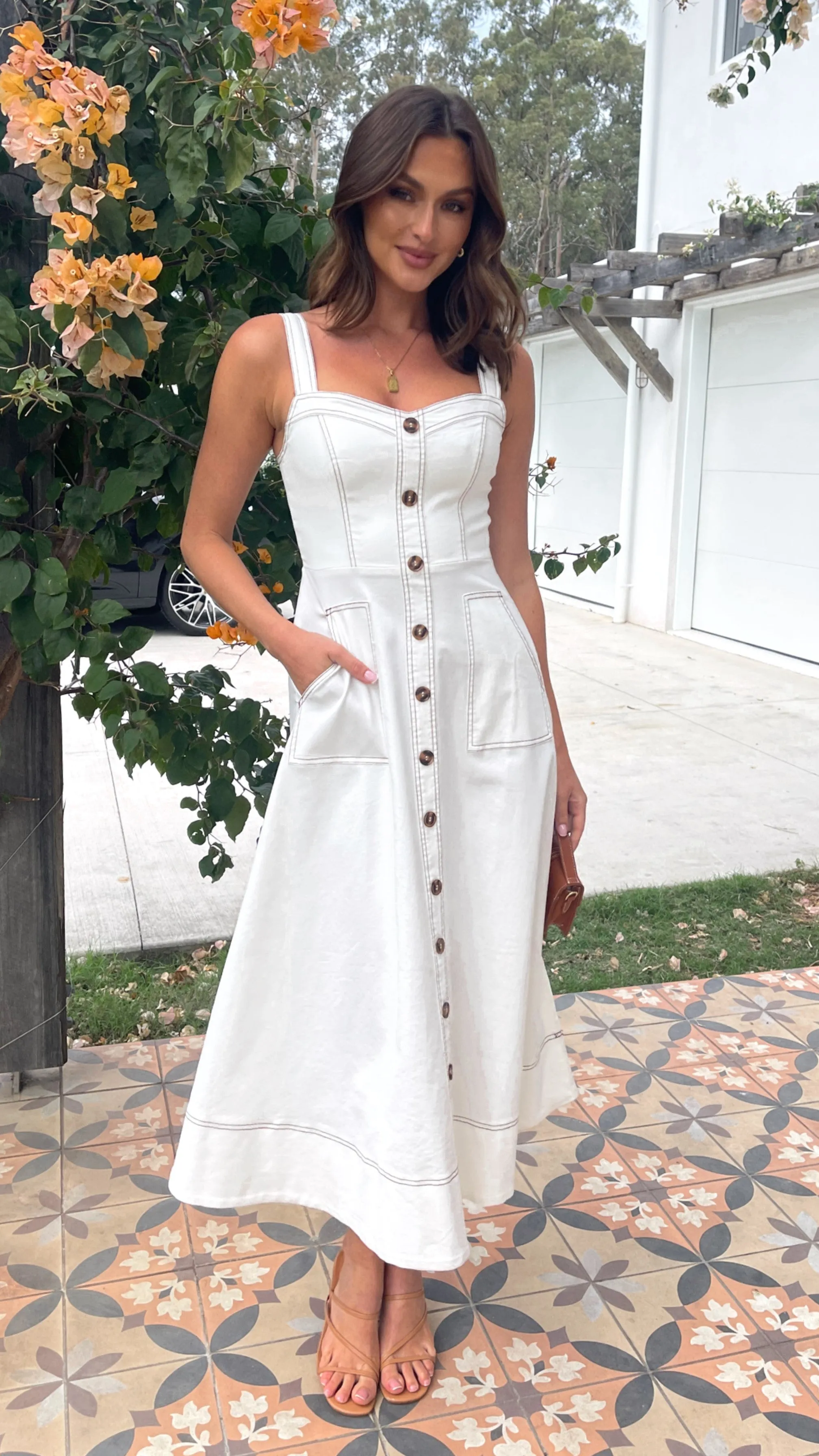 Quick Change Stylish Silhouettes Indigo Midi Dress - White Denim