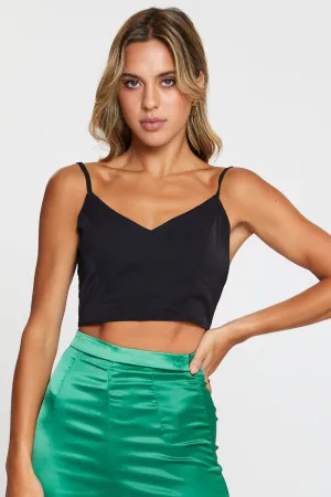Forest Air Black Crop Top Sleeveless V-Neck