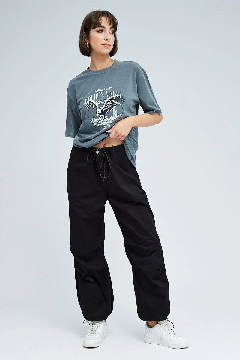 Grey Graphic Tee Short Sleeve Crew Neck Print Fashion Ready Comfortable Stretch