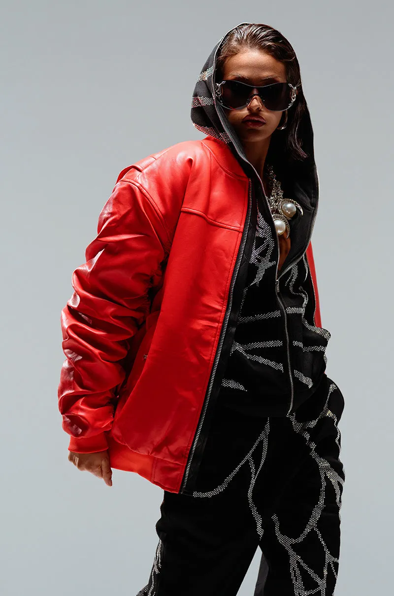 Relaxed Comfort Urban Comfort SPIDER SEQUIN DETAIL ZIP UP HOODIE