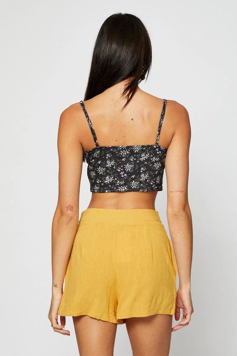 AntiPilling Surface VentilatedKnit Print Crop Top