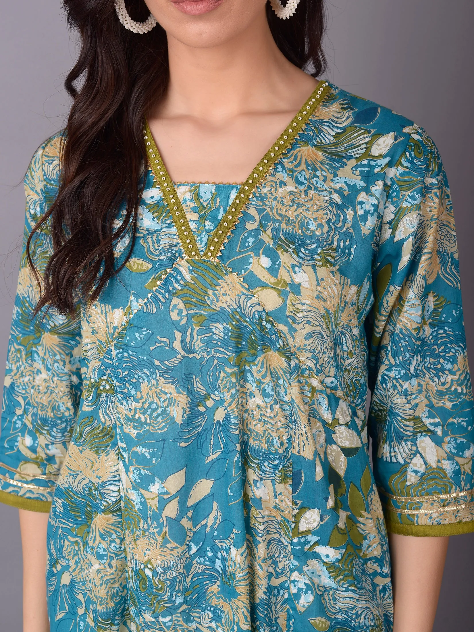 Fashion Accessory Women Blue Floral Printed Dress