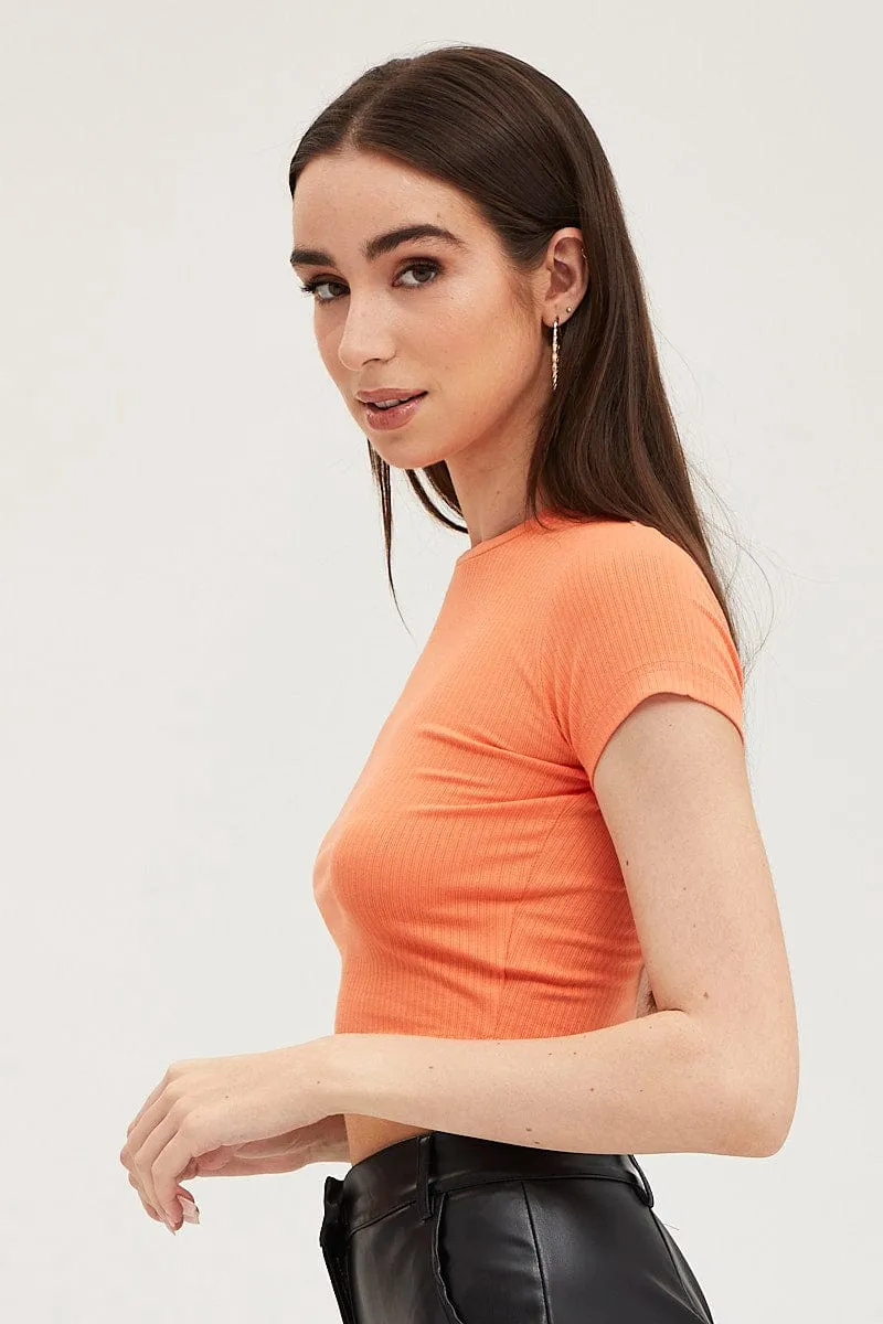 Orange T-Shirt Short Sleeve Crew Neck Classic Shirt