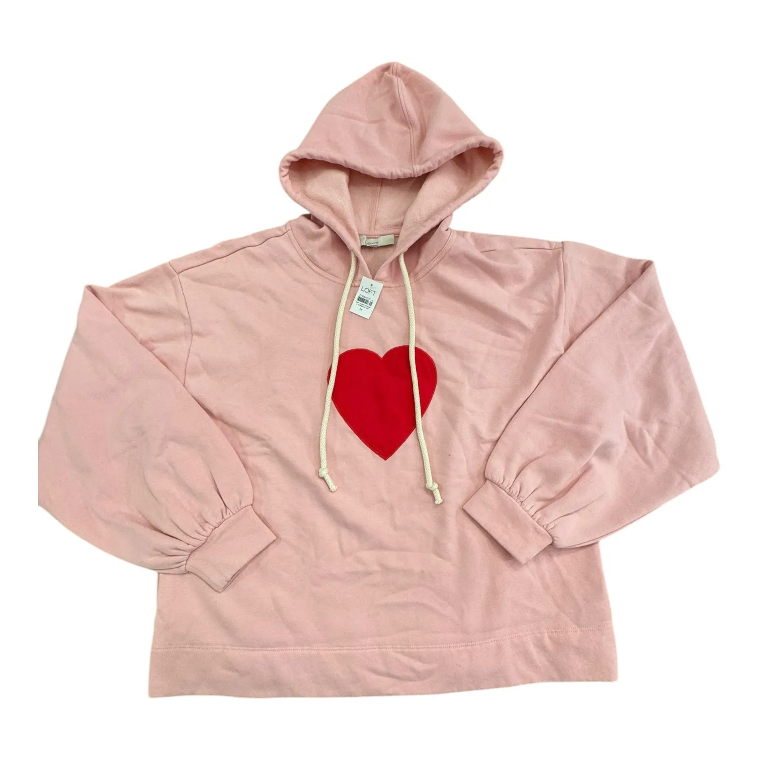 AntiBacterialTreatment FoldableDesign Sweatshirt Hoodie By Loft In Pink & Red, Size:M