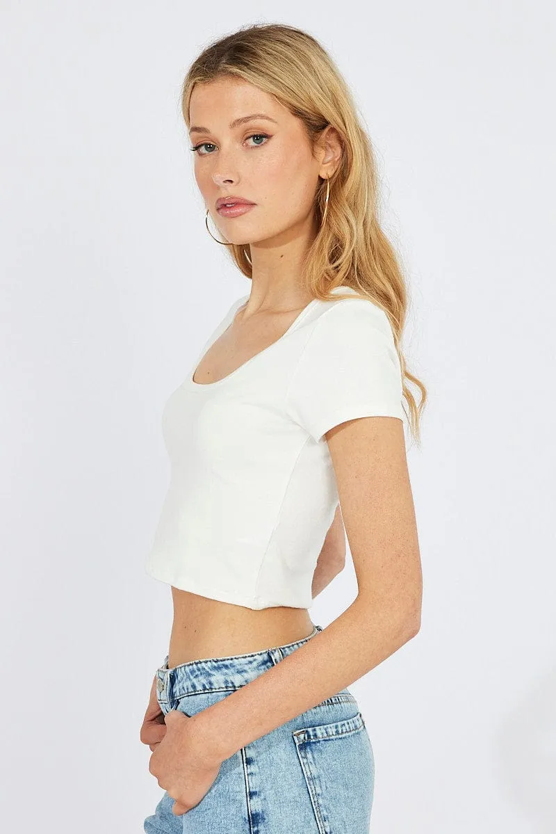 Ship Glow White T-Shirt Short Sleeve Scoop Neck