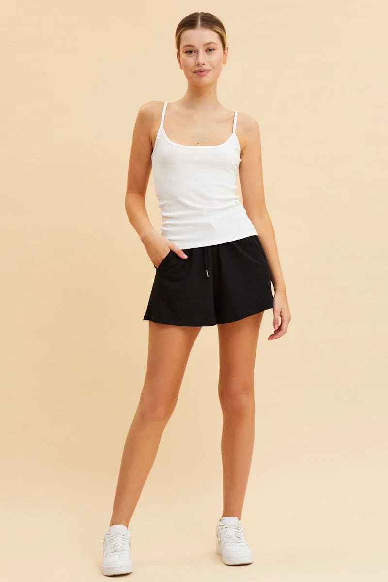 White Singlet Top Base Layer Sccop Neck Sleeveless Casual Skirt