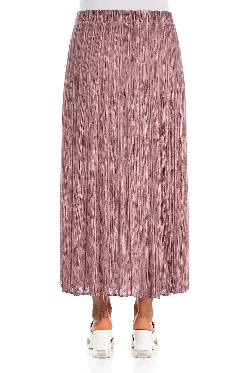 Push Button Closure Crinkled Washed Effect Redwood Silk Viscose Skirt