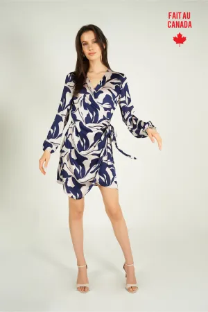 Comfy Design Simple Chic Robe portefeuille en satin - PEGGY-2 - (R-B13)