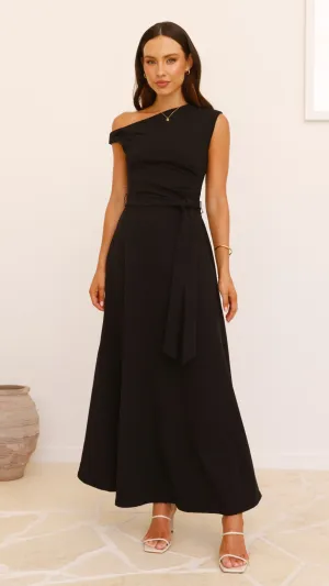 Gemma Maxi Dress - Black Wide Arm Gorgeous floor-length style