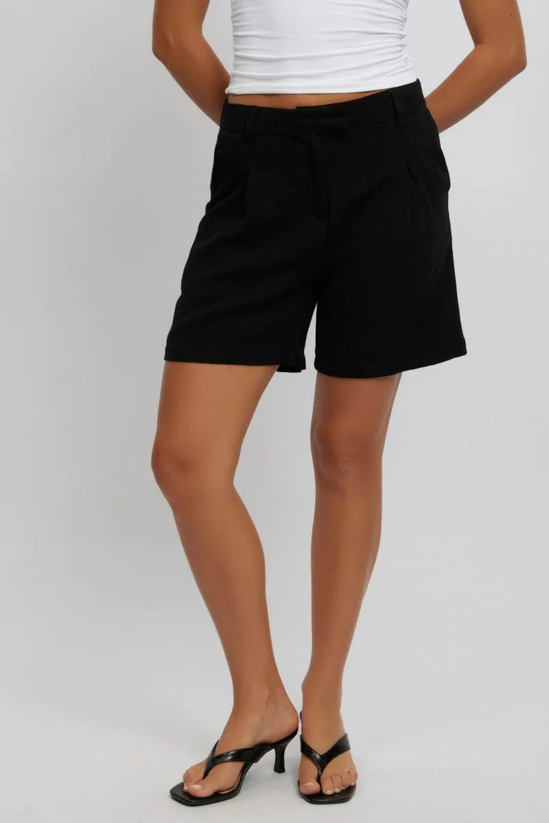 Black Relaxed Shorts Mid Rise NonSlipGrip Daily Use