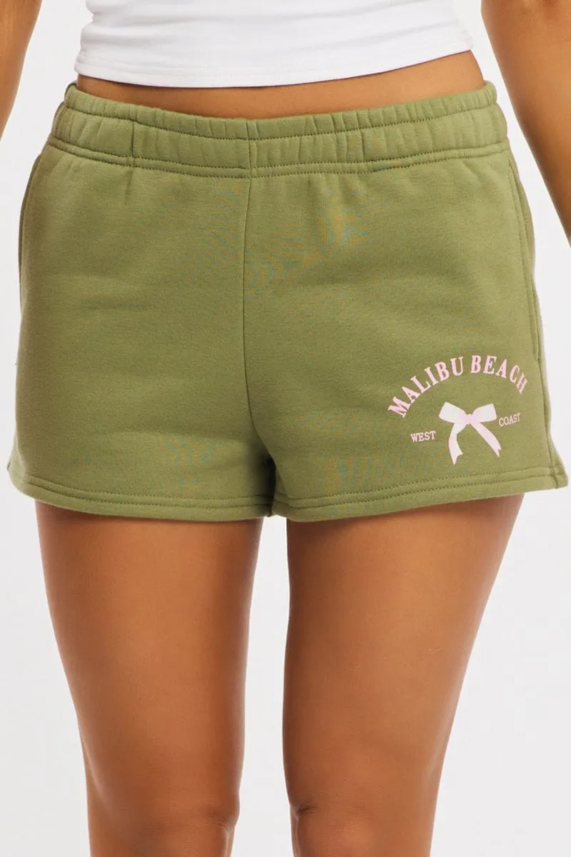 prom night Abrasion Resistant Edges Green Track Short Elasticated Waist
