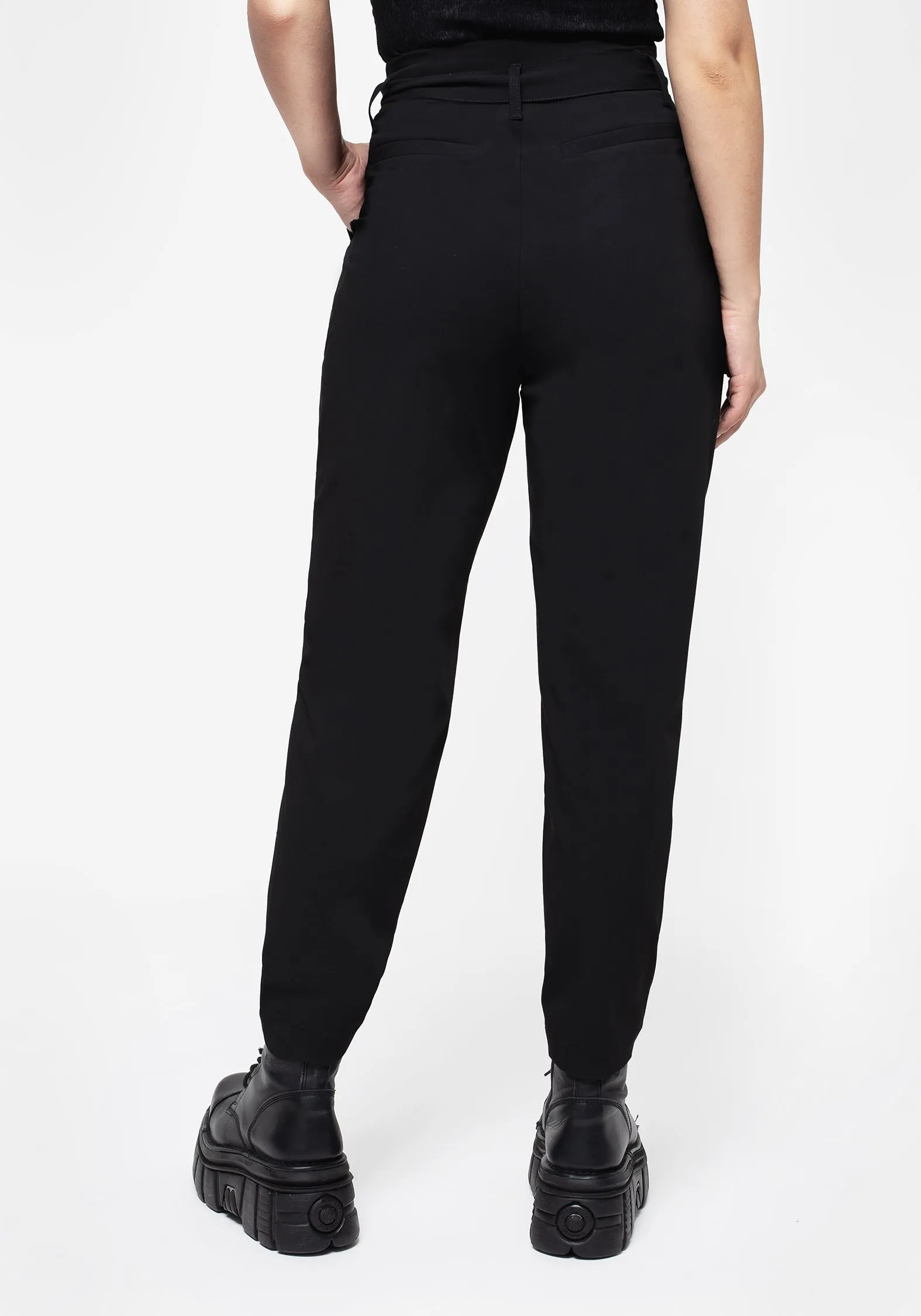 Dinza Tie Waist Tapered Trousers Quick Pack Low Bulk Material