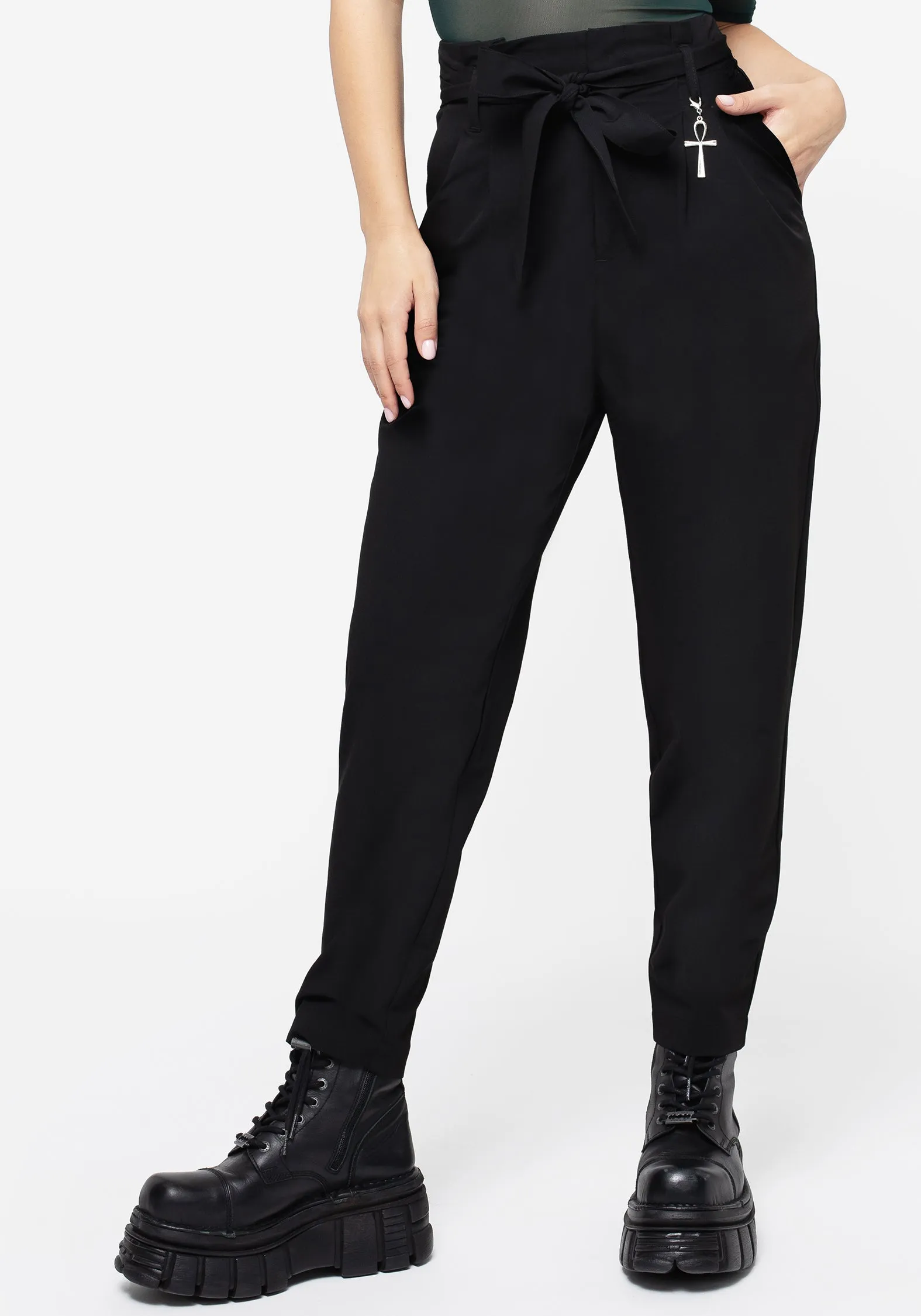 Versatile Fit Dinza Tie Waist Tapered Trousers