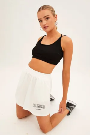 swimming accessory White Elastic Waist Biker Track Shorts