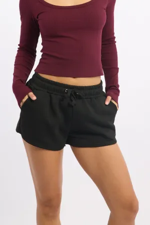 corduroy shorts Linen blend Black Track Shorts Elasticated Waist