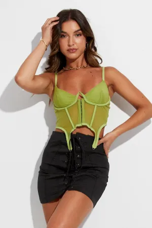 Green Garter Corset Singlet Crop Happy Core Soft Motion