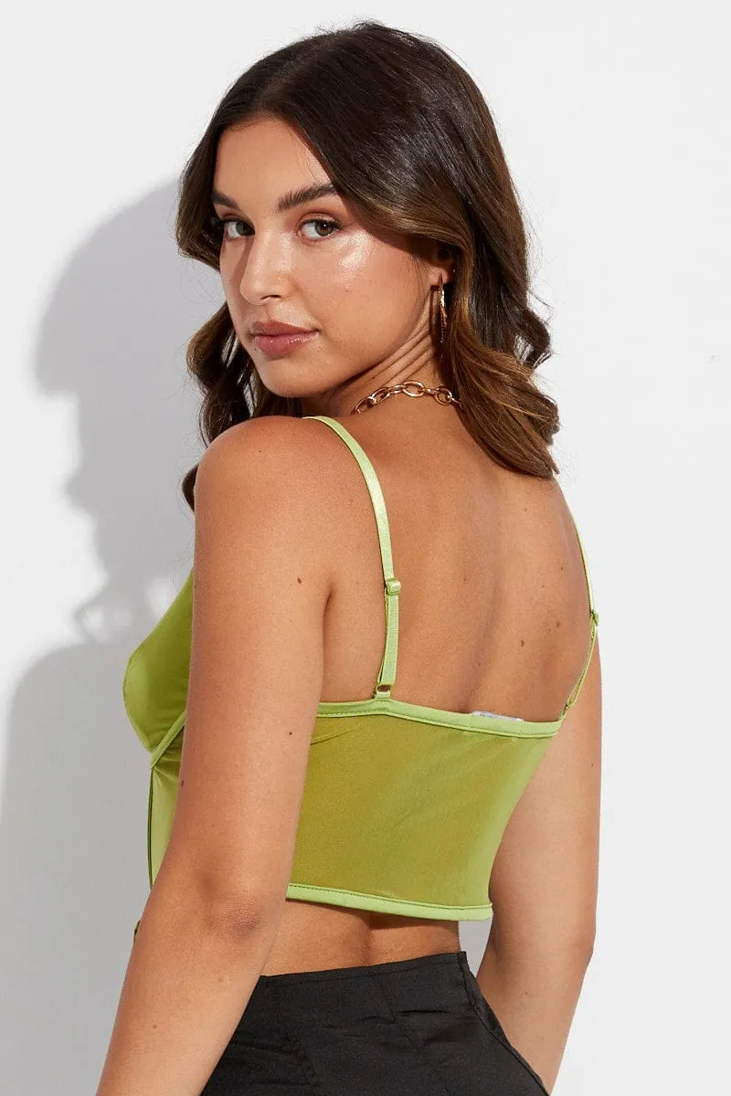 Green Garter Corset Singlet Crop FrictionReducing Lining