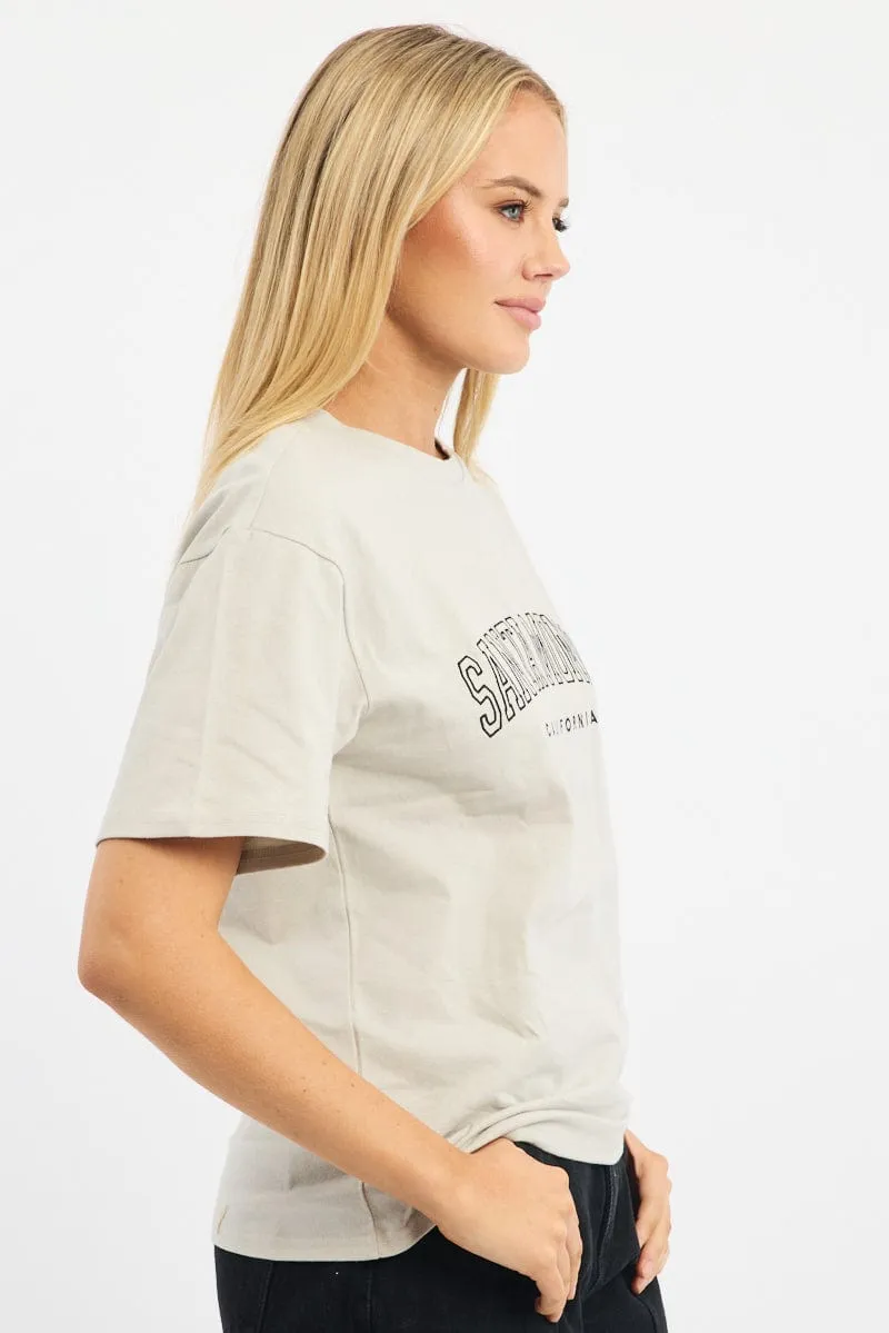 Moisture Management Technology Grey Graphic Tee Short Sleeve