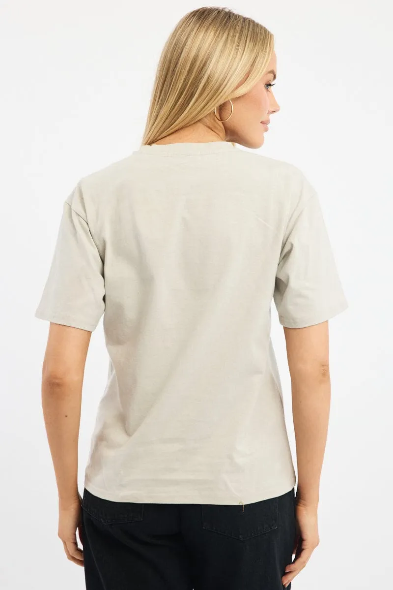 Eco Friendly Material Grey Graphic Tee Short Sleeve