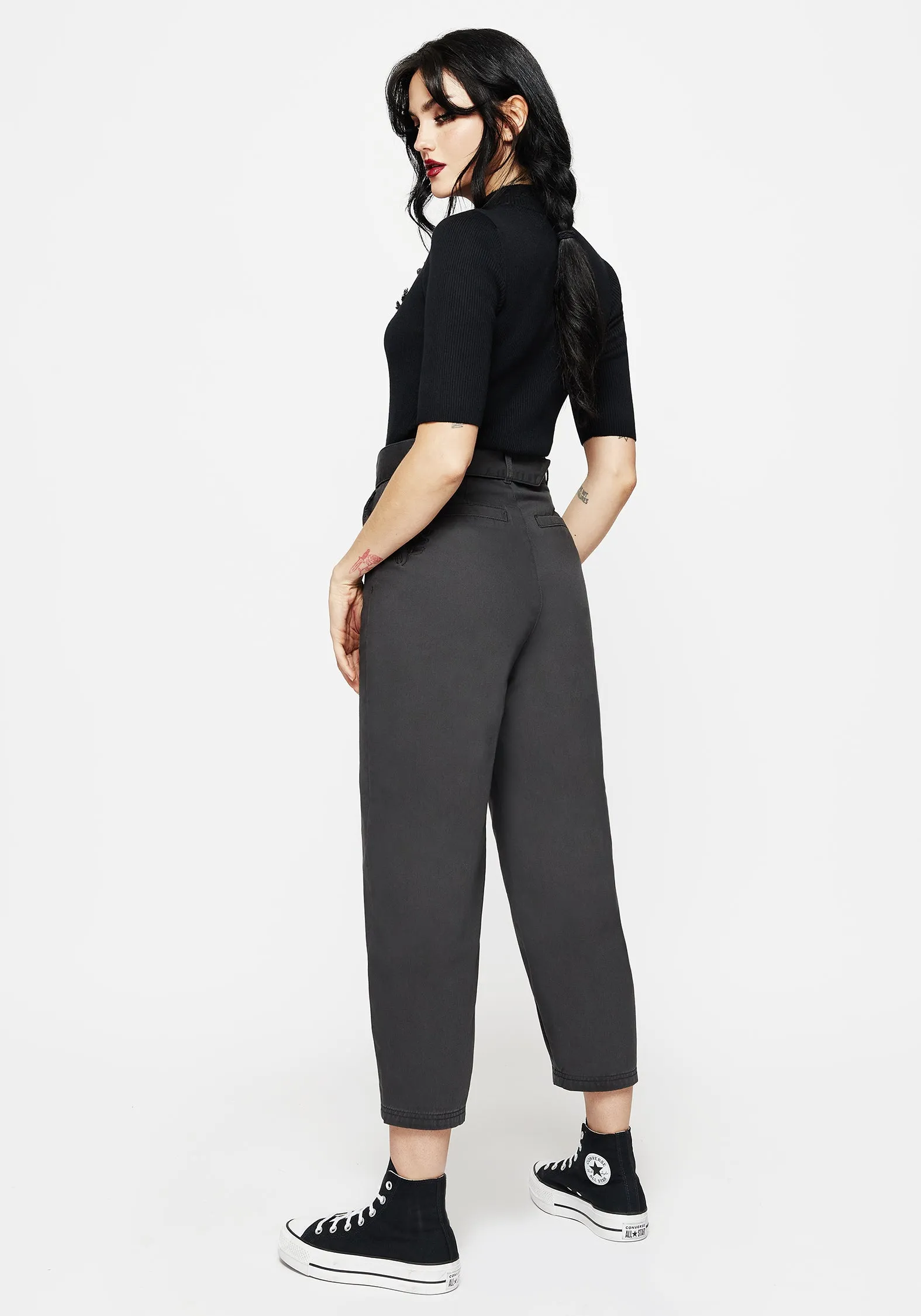Pinhead Embroidered Belted Balloon Leg Trousers hypoallergenic material