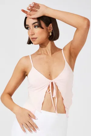 Hypoallergenic Fibers ChafeResistant Seams Pink Tie Top Singlet