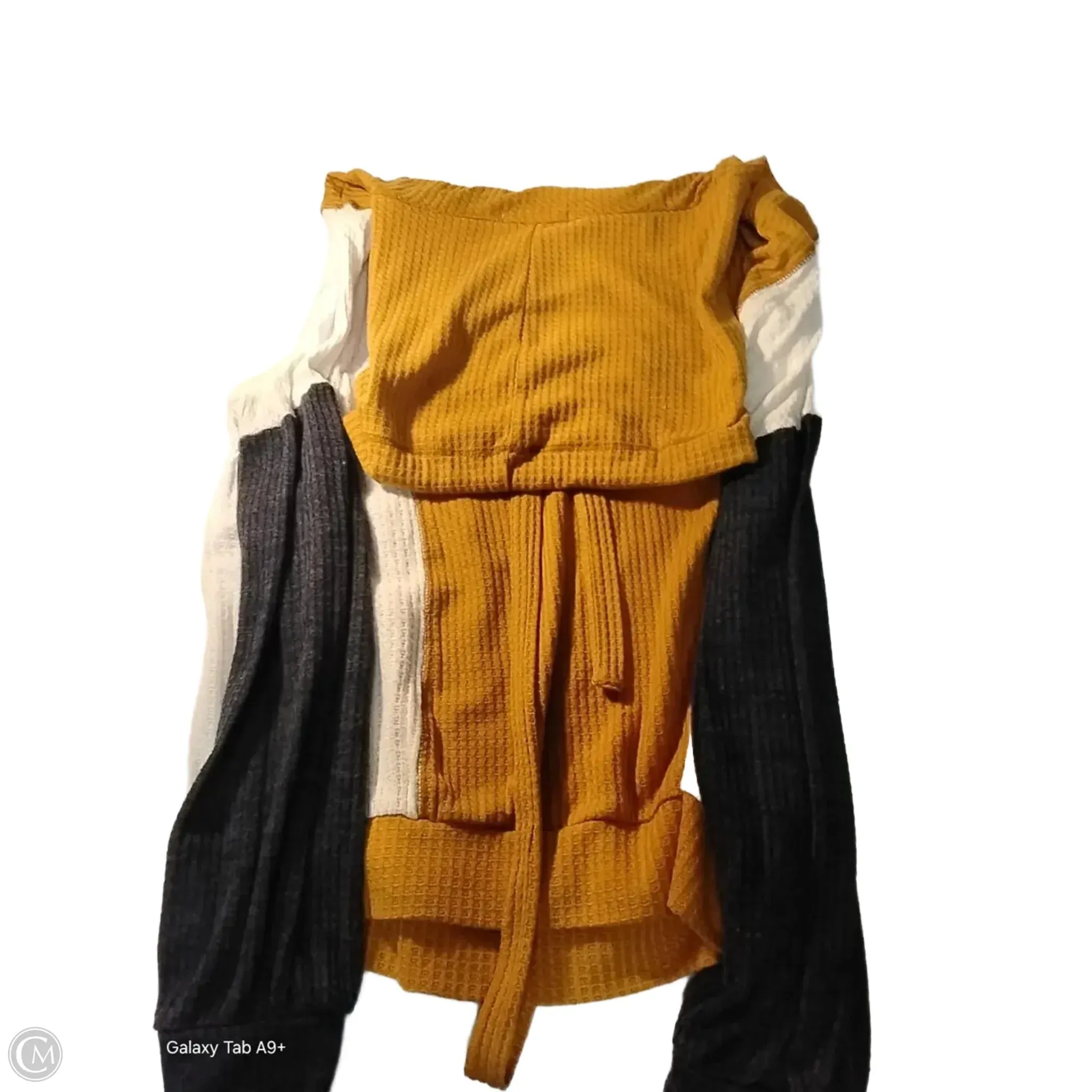 QuickPackable Design Street Wear Sweatshirt Collar By My Story In Gold & White, Size: L