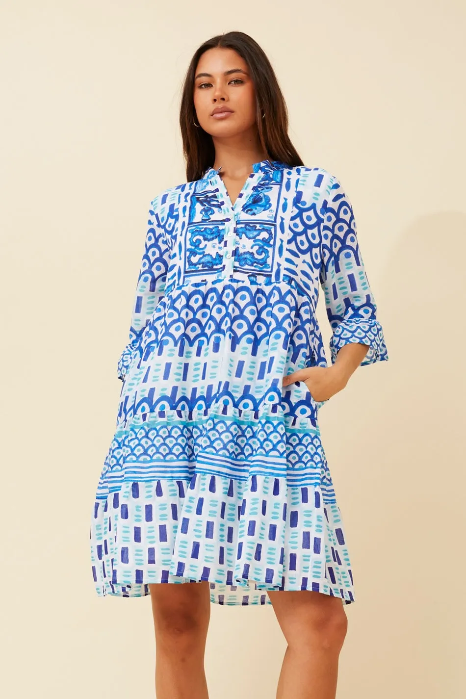 VEDA BOHO TIERED SHORT DRESS Sporty Style