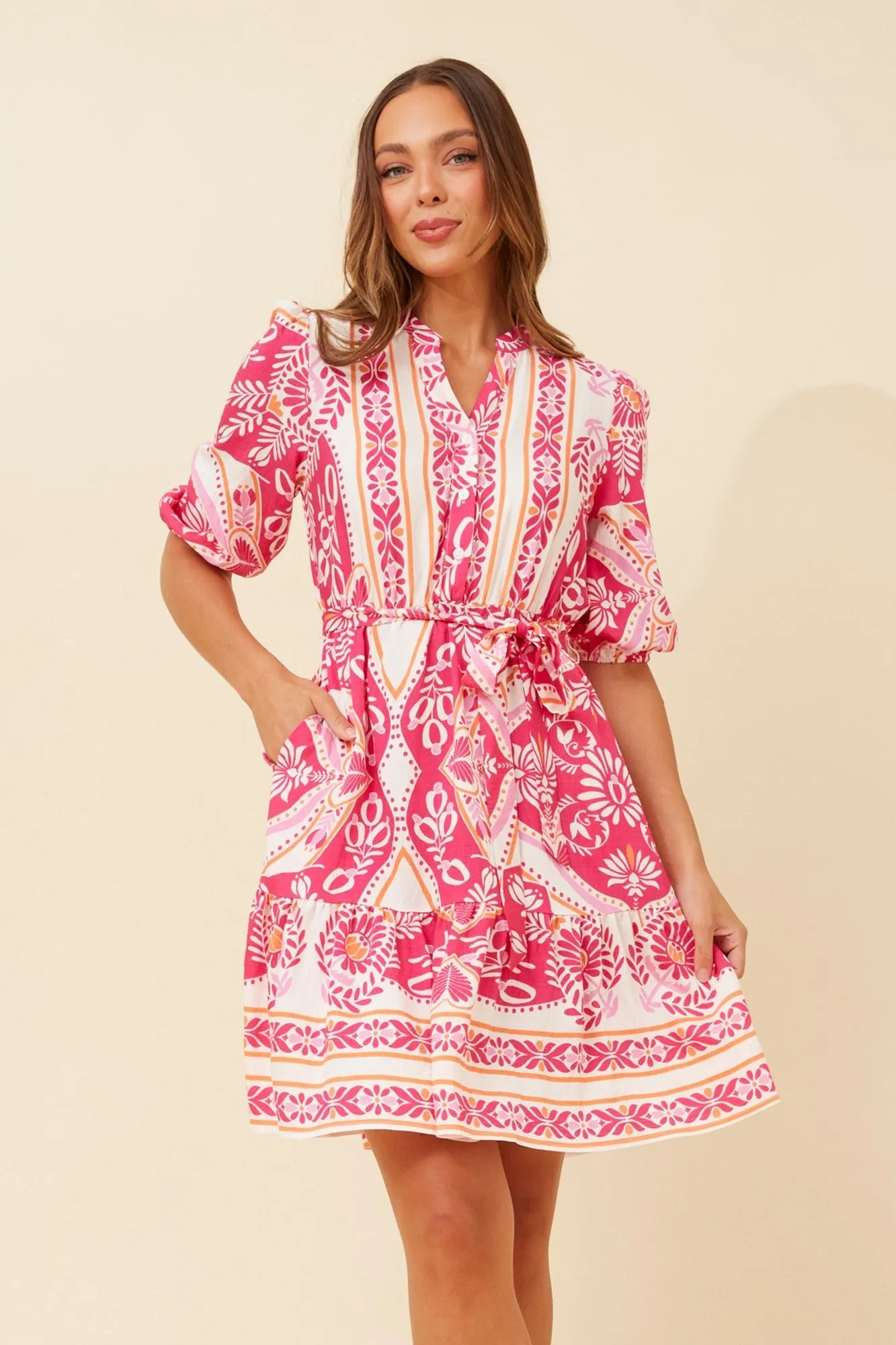 AntiFadeTechnology Effortless Design ZORINA BORDER PRINT DRESS